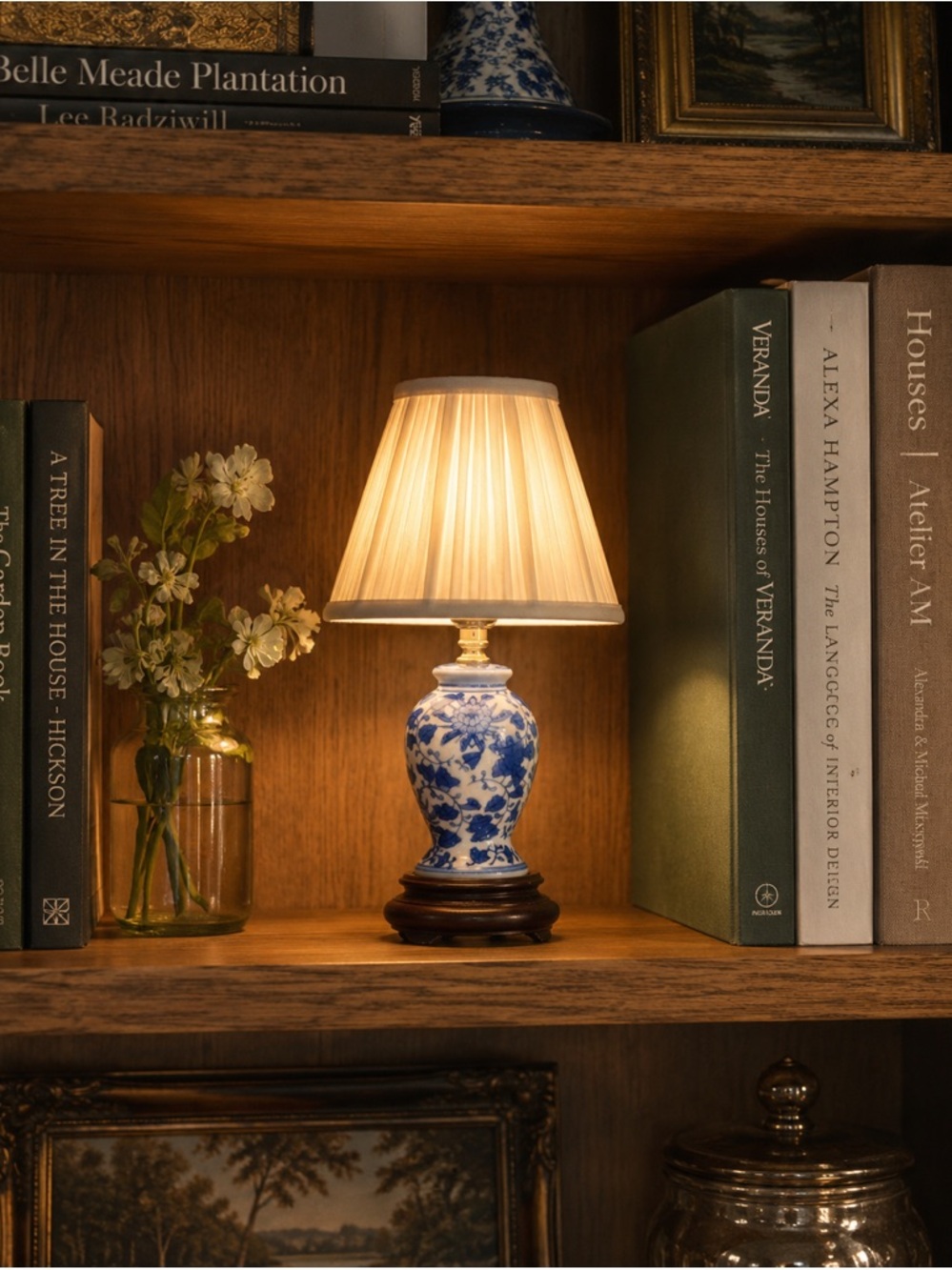 Blue & White Chinoiserie Petite Ceramic Table Lamp-Base Only